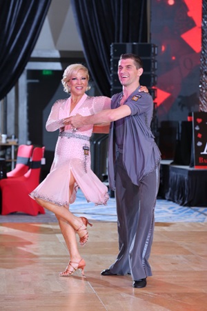 Gail Dancing in a pink dress